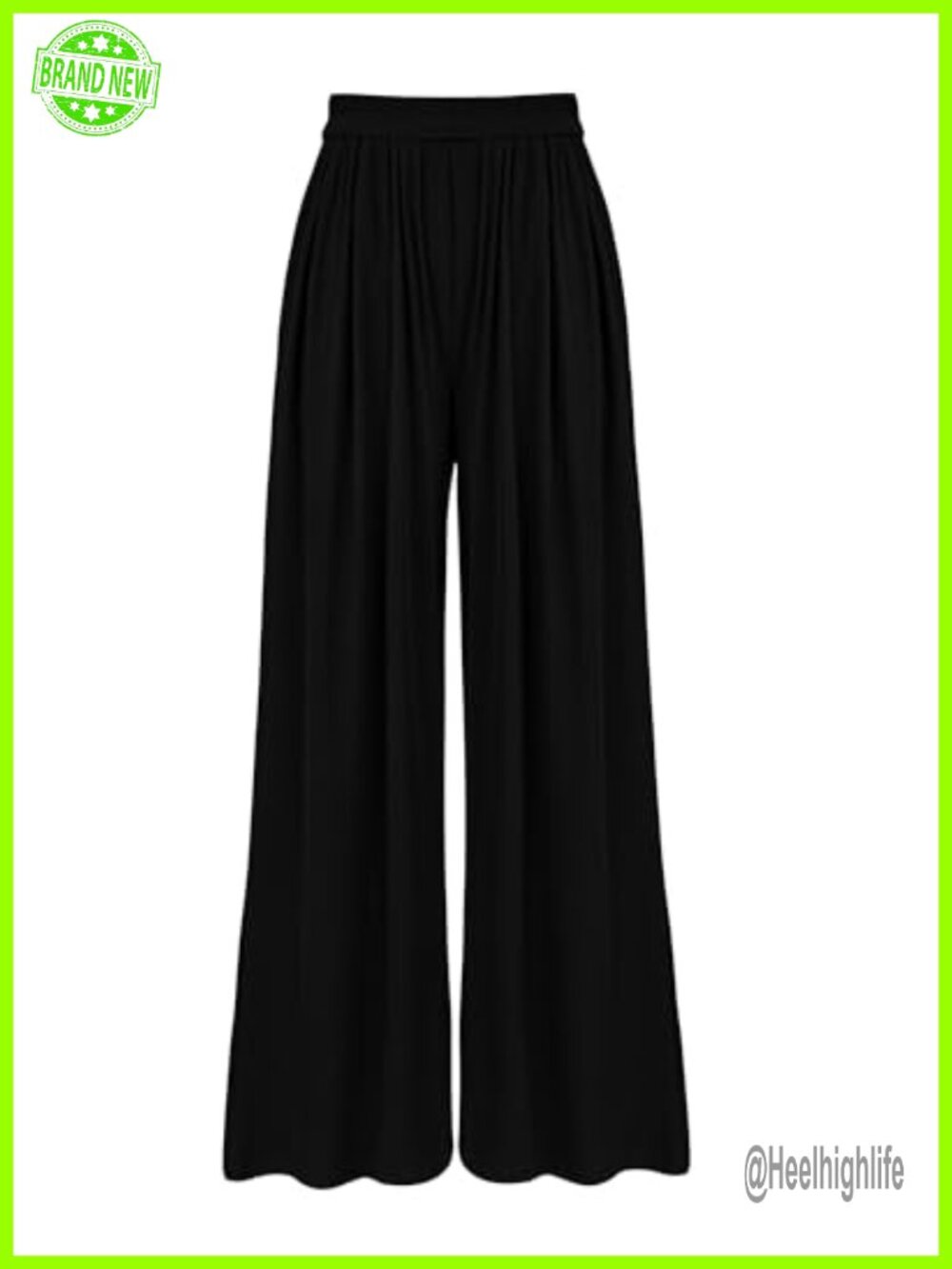 Rib Knit High Waist Palazzo Pants Wide Leg Pleated Lounge Trousers